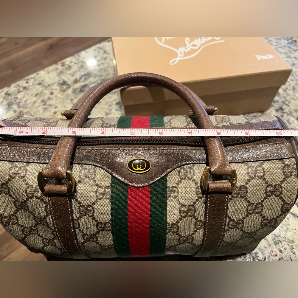 Gucci Beige and Brown Monogram Satchel - Picture 9 of 9